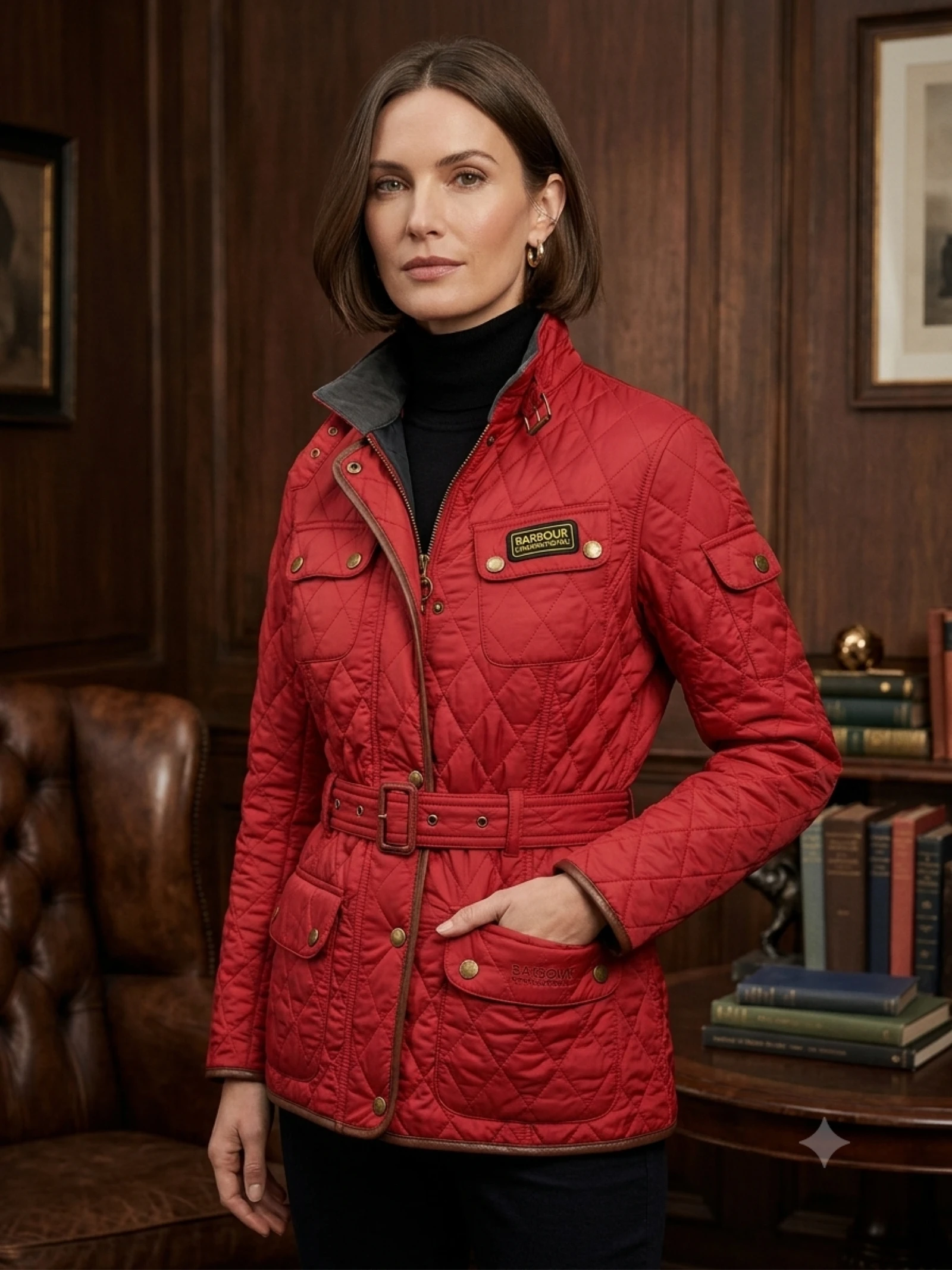 Barbour vintage chaqueta roja elegante talla M